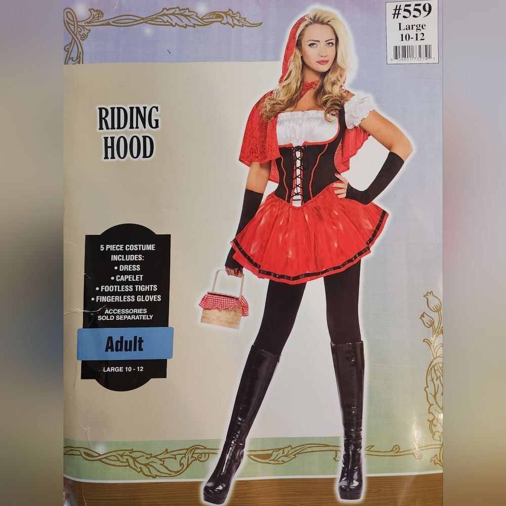 Sexy Red Riding Hood Halloween Costume Adult Size Large 10-12